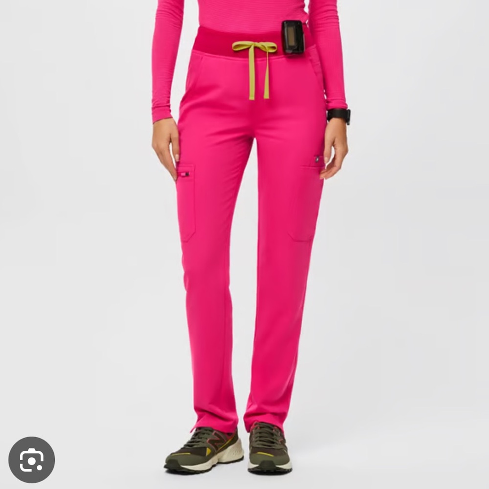 NWT Figs Shocking Pink Yola Skinny Scrub Pants